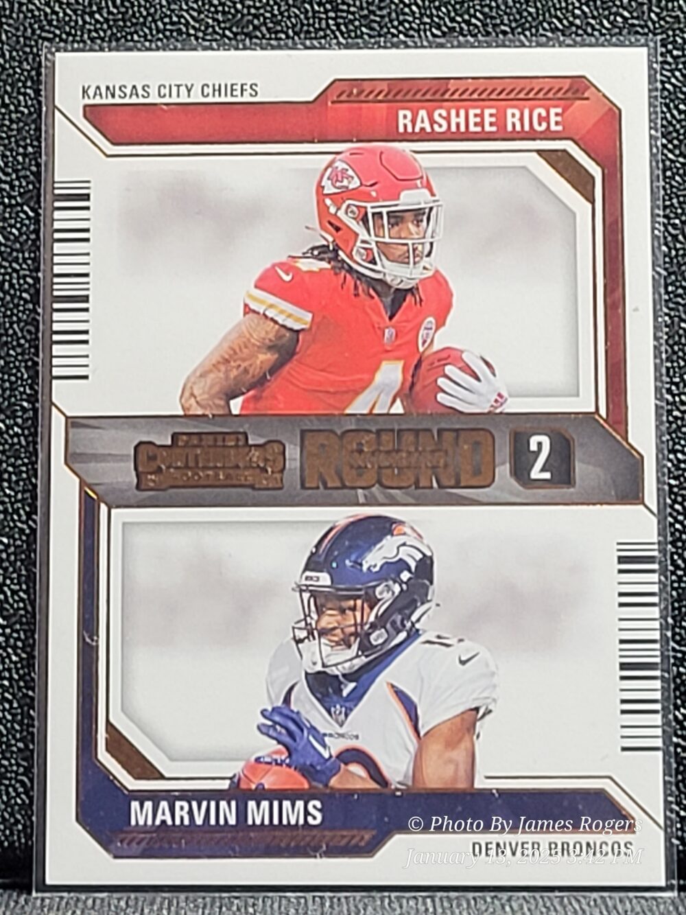 2023 Panini Contenders - Round Numbers Red 12 Marvin Mims, Rashee Rice (RC)