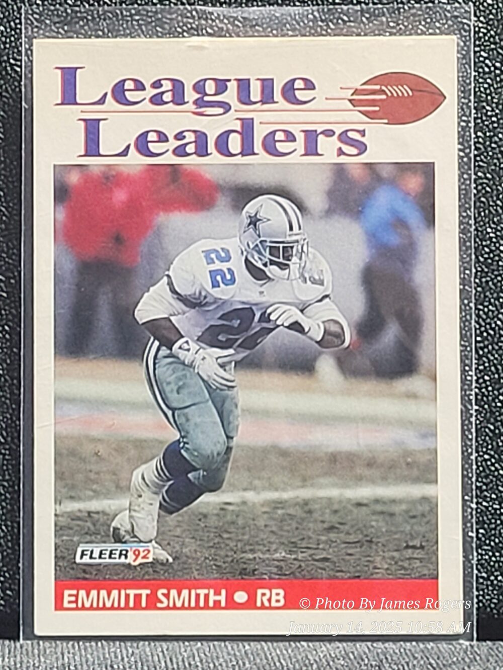 Emmitt Smith 1992 Fleer League Leaders Card 453 NFL HOF Dallas Cowboys