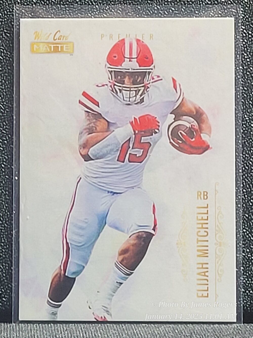 2021 Wild Card Matte White Premier Elijah Mitchell MBC-66 RC Rookie