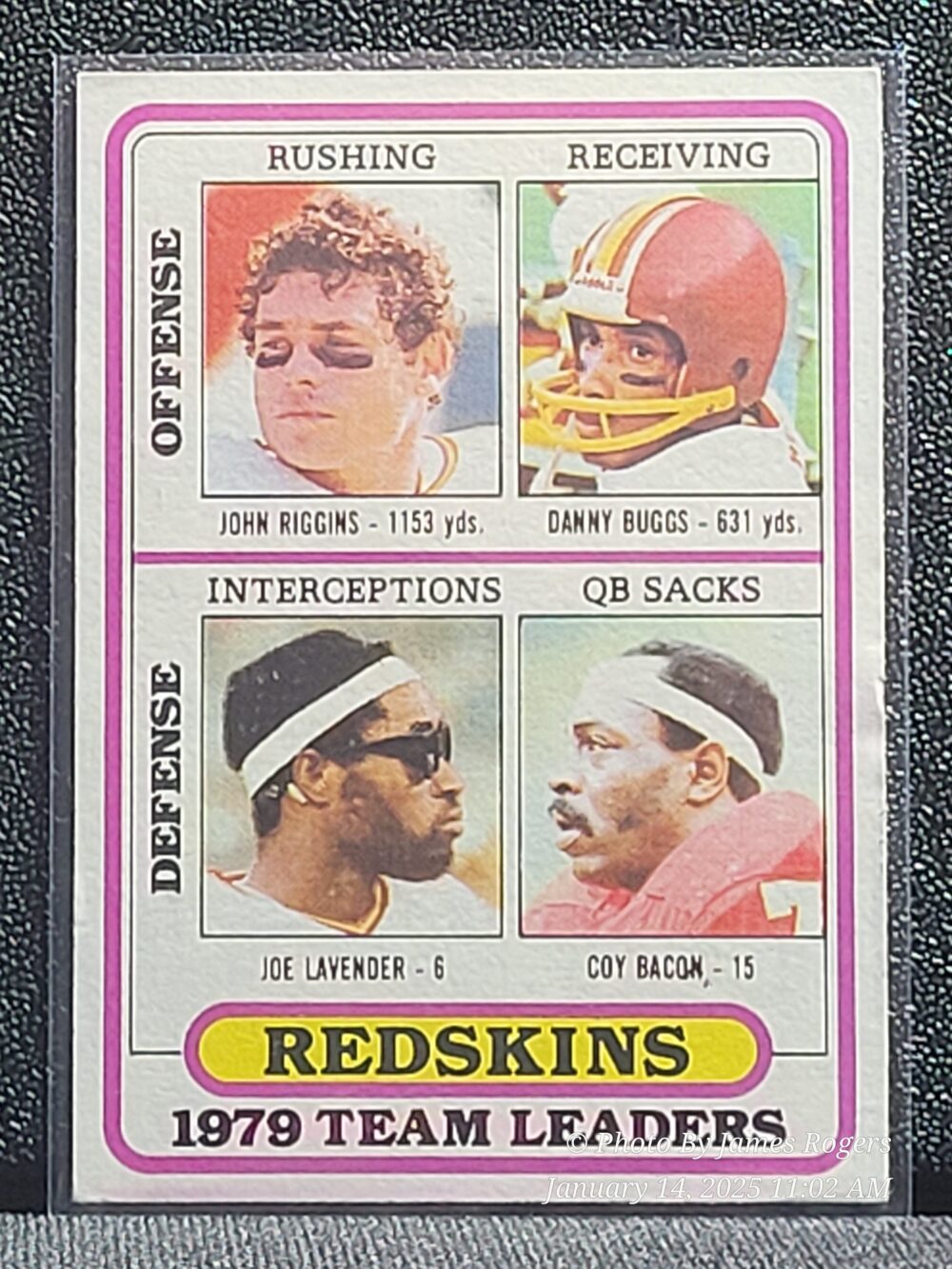 John Riggins 1980 Topps Team Leaders 19 - Washington Redskins